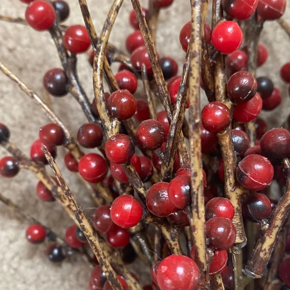 New Red Berry Bush Decorative Stem